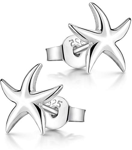 Materia Damen Ohrstecker Seestern Silber 925 - maritime Ohrringe Stecker klein Set rhodiniert SO-416