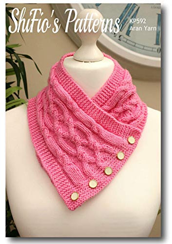 Knitting Pattern for Ladies Neck Warmer, Womens Scarf Pattern, Cable, Aran Yarn, KP592