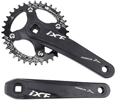 ZTZ Mountain Bike 170mm Square Crankset with 104 BCD 32/34/36/38T Chainring, Aluminum Alloy MTB Crank, Round Chainring and Crank, Fits Shimano, SRAM, FSA