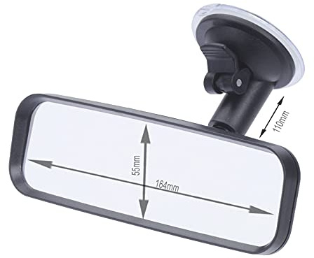 Carstylingshop Zusatz Rückspiegel, Toter Winkel-Spiegel, Kinder-Beobachtungsspiegel, Rücksitzkontrolle, Fahrschul Spiegel mit gerader Spiegelfläche 55x164mm (110mm Gooseneck)