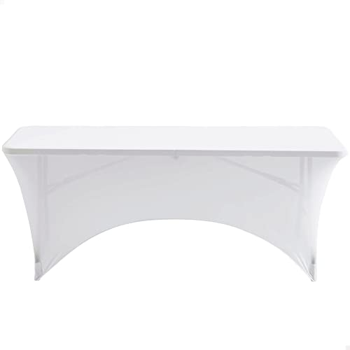 Aktive 61547 - Funda mesa jardín impermeable blanca, Protector mesa elástico 180x76x76cm, Funda mueble jardín resistente con sujeción de refuerzo, Funda muebles exterior