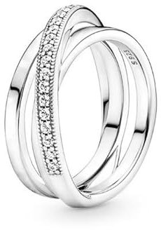 TOFBS Ineinandergreifender Drei Ringe 925 Sterling Silber Cubic Zirconia Ring Freundschaftsringe Promise Rings Stapelbare Daumenring Schmuck Geschenk Für Damen Frauen (58)