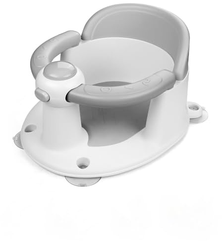 EzyWay Baby Bath Seat for 6 Months & Up, Non-Slip Toddler & Newborn Sit Up Bath Seat (Grey)