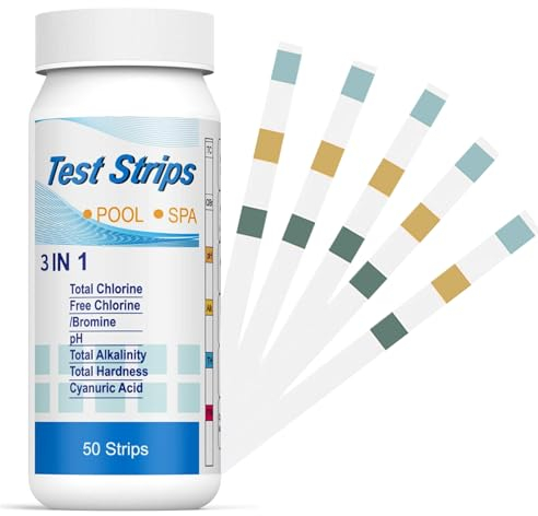 50 Bandelette Piscine,Bandelettes Test,3 en 1 Pour Piscine - Chlore et pH - Bandelettes de Test 3 en 1 Pour Spa,Testeur Chimique Précis,pH et Chlore Résiduel CI - Papier Test de Dureté L'Eau