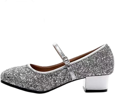 LuminescentDream Women's Sequins Latin Ballroom Dance Shoes Closed Toe Low Heel Tango Cha-cha Wedding Evening Dancing Shoes Cushion Breathable Cowhide Sole,4 Colors