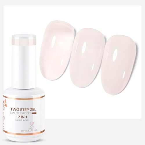 Nicedeco halvpermanent nagellack 2-i-1 gelé gel nagellack gör-det-själv nagelkonst högglans gelégel polish med ett steg UV/LED blötläggning off baslack 1 x 10 ml – 011