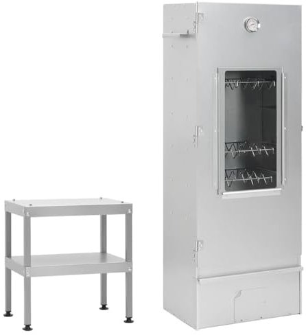 Articolo-BBQ forno affumicatore con tavolo in acciaio zincato, cucina e sala da pranzo, elettrodomestici da cucina, barbecue all'aperto