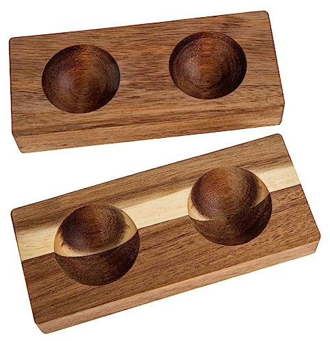 ULTECHNOVO Portauova Colore Marrone in Legno 2 Pezzi Organizer Uova Facile da Pulire, Mantiene le Uova Ferme per Frigorifero e Piano Cucina