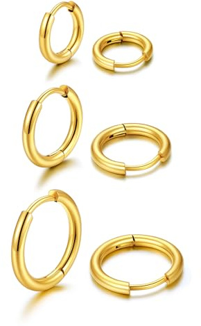 U7 3 Paires Petites Boucles Oreilles Femme Mini Créoles Oreilles Mariage 8/10/12mm Piercing Oreilles Women Earring