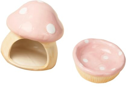 PawwJoy Niche multifonction en céramique pour hamster nain et chinchilla avec bol de nourriture