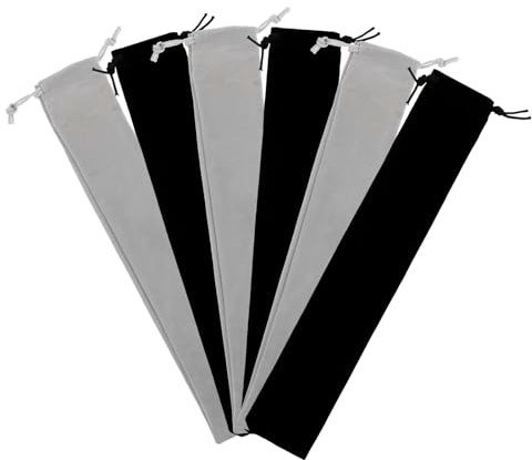Veemoon Bolsa para Flauta Dulce Soprano 6 Unidades de Terciopelo Cordón Ajustable 6 Cm X 37 Cm para Transporte y Almacenamiento de Instrumentos de Viento Ligera y Portátil Negra y Gris