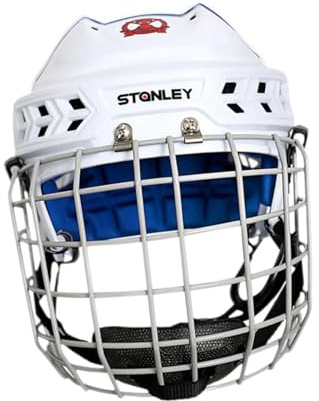 Casco da hockey per pattinaggio su ghiaccio, per allenamento e competizione, L, bianco