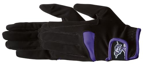 PFIFF Unicorn Gant d'équitation renforcé Bicolore Noir/Violet 12 Ans