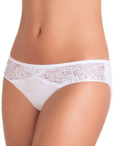 Confezione N. 6 Slip Mini Donna in Cotone BIELASTICO E Pizzo. Disponibile in Tre Varianti Colore - Bianco, Nero o Assortito.