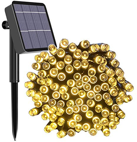 Solar String Lights Outdoor, 65ft 200 LED Solar Garden Fairy Lights Waterproof 8 Modes Solar Powered Decorative Lights for Patio, Garden, Yard, Tree, Home, Party - Warm White [Energy Class A+++]