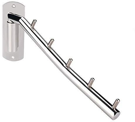 HERCHR Supporto con gancio a braccio oscillante in acciaio inossidabile, Stendibiancheria pieghevole con rotazione a 180°, Asta per stendibiancheria per lavanderia Gancio portabiancheria