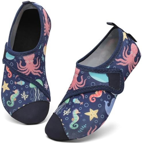 SAGUARO Escarpines Niño Niña Zapatos de Agua Cómodos Antideslizante Calcetines para Piscina Playa Zapatillas Natacion para Río Mar, Touch X, Azul Índigo, 28/29 EU