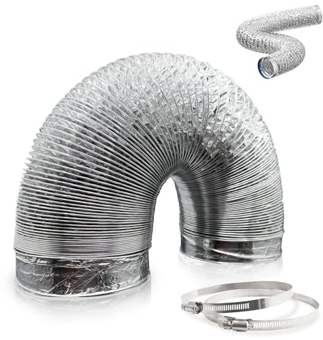 Brogachy Alu-Folienschlauch Ø100mm, Aluminium Flexschlauch Länge 3Meters, belüftungsschlauch, Abluftschlauch Flexibel, AC-Entlüftung, für Badezimmer, Hydroponik, Abzugshaube, Rohrventilator…