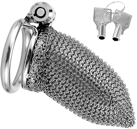 Cages de Chasteté homme couple Cage chastetée Verrou invisible, Cage à pénis en maille de fer en acier inoxydable, Homme Cock Bondage BDSM Sex toys (50mm)