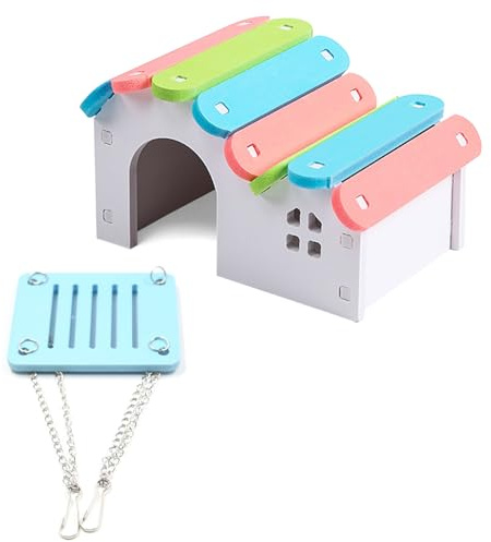 1 jeu de cabanes assemblées, balançoire pour hamster, nid de couchage étanche et coloré, mini maison de souris