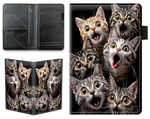 KUJKBFWJ Server Books for Waitress, Cute Server Books with Zipper Pocket, Server Note Pads Holder for Waitress Book, Cute Kitty, PU Leather Waiter Book Server Wallet Fit Waitress Apron