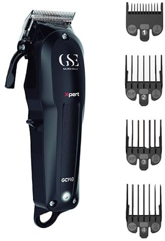 GA.MA Italy Professional, Tagliacapelli GC910 Xpert SM0181, Cord-Cordless, Lama Ultra-Affilata in Acciaio Inossidabile, Regolazione Leva 0,8-3,8 mm, 4 Pettini Guida, Batteria Litio 90 Minuti