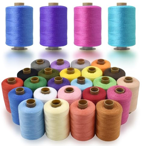 LE-stone 24Pcs Sewing Threads Spools Set 24 Colors Polyester Threads 1000 Yards Per Spool for Sewing Machine Hand Stitching Handicrafts DIY