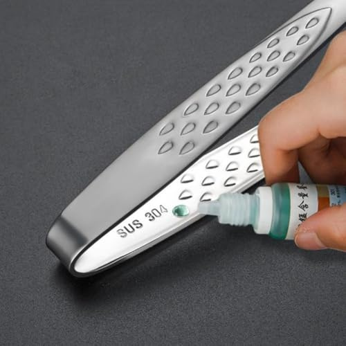 Kitchen Straight Grill Tweezers Stainless Steel Tongs for Delicate Food Handling (Silver)