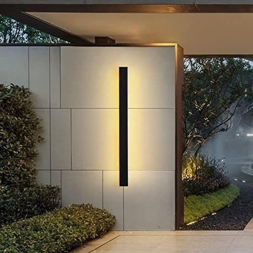 WQHPLMD Ljus Intern Vägglampa LED Aluminium Upp Ned Utomhus Utomhus Inomhus Lång Strip Svart Vägglampa Varm Vit, IP67 Vattentät Trädgårdsbelysning Uteplats Terrass Hall Veranda Väggspot