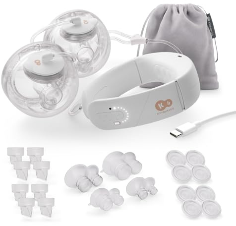 Kinderkraft GentleNest Dubbel Elektrisk Bröstpump, 3 lägen, 9 nivåer, soft-heat funktion, trattar 17-27 mm, batteri 180 min, USB-C, hygien, akcesorier, Guld