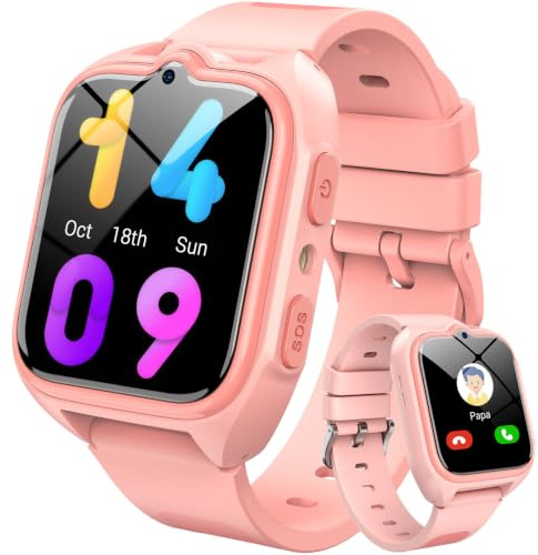 Blackview Smartwatch Kinder, GPS, Kann SIM-Karte einstecken, Uhr mit 4G Videoanrufe, SOS Notruf, Telefonanruf, Sprachchat, SMS, Schulmodus, Schrittzähler, Kinderuhr für Mädchen und Junge