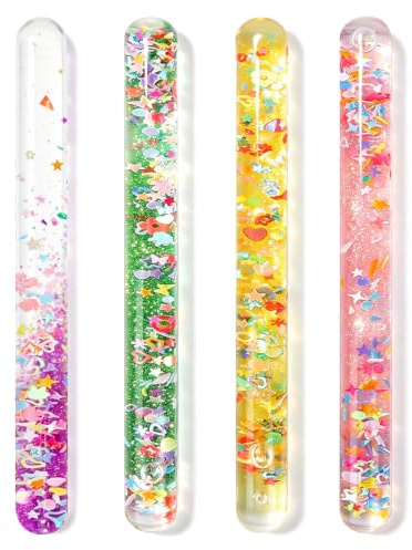 Borrma 4 stycken Jumbo Spiral trollstav glitter, 30 cm lång, magisk stav lysande, poprör, sensorisk fidget-lysande stav, för halloweendekoration, festdekoration för festival, bröllop, jul