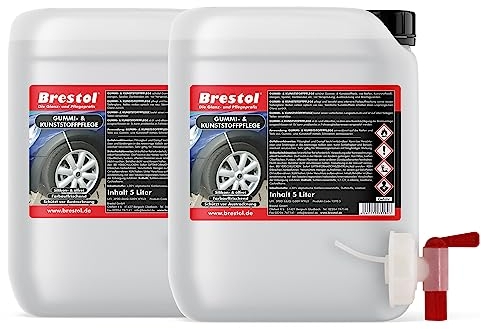 Brestol Entretien des pneus sans Silicone 10 litres avec Robinet d'écoulement 51 mm – Entretien du Caoutchouc des Tapis en Caoutchouc Spoiler Garnitures en Plastique