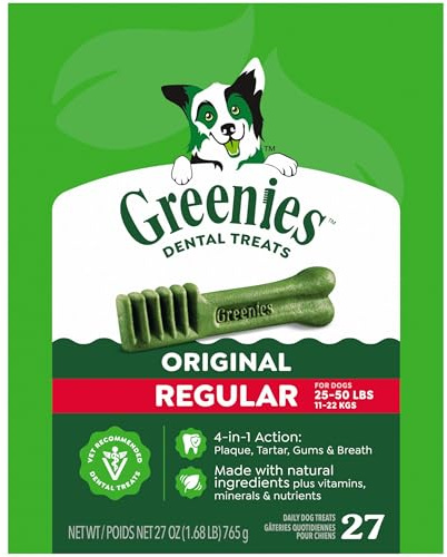 Greenies Original Regular Dental Dog Treats, 27 oz. Pack (27 Treats)