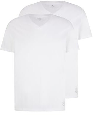 TOM TAILOR Herren T-Shirt mit V-Ausschnitt im Doppelpack, 20000 - White, XXL
