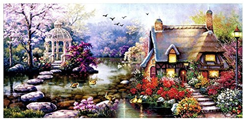 Proumhang DIY Kit Broderie Point De Croix 65cm x 40cm: Maison de campagne