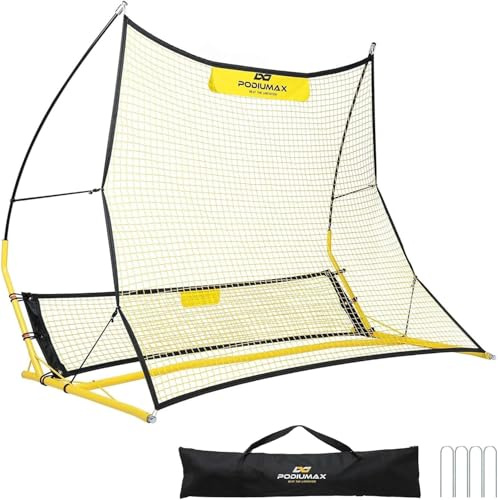 PodiuMax Soccer Rebounder, 6x4.7ft Large Soccer Rebound Net & 6x1.3ft Ground Pass Net, Soccer Bounce Back for Kick Back Trainer & Footwork Training with Carry Bag