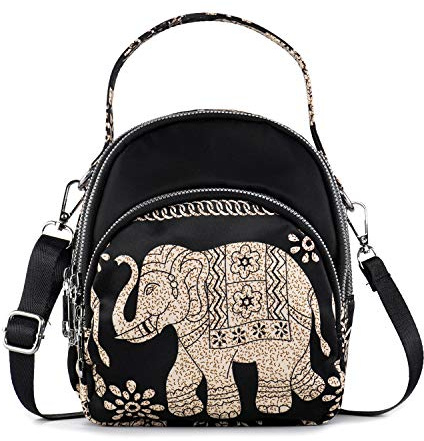 LaRechor Femmes Petit Sacoche Sac à Bandoulière Mini Sac à Dos Nylon Pochette de Feuilles Colorées de Mode Soirée Voyage Jours