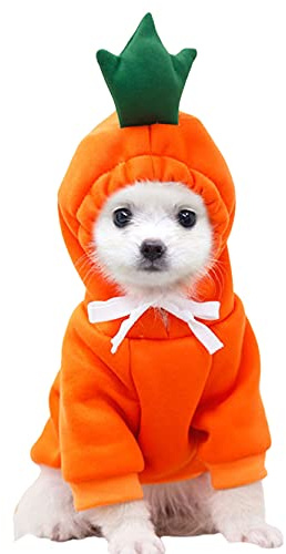 XIAOYU Carota Pet Costume Natale Cane Divertente Frutta Felpa Felpa con Cappuccio Cane per Halloween Cosplay Cucciolo Tuta Abbigliamento Gatto (L)