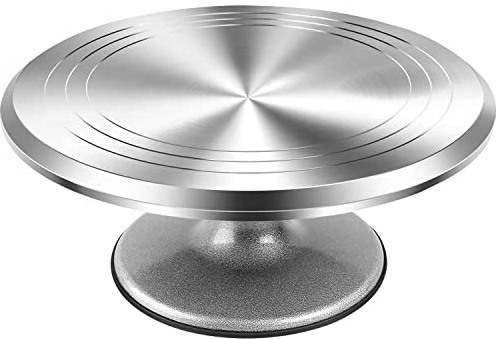 RFAQK 12 Inch Aluminum Alloy Revolving Cake Stand, Cake Turntable for Decorating Rotating Cake Stand for Cupcakes, Pastries and Cake Decorations