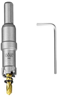 SALI TCT Carbide Hole Saw for Hard Metal, 16mm,5/8 Tungsten Carbide Tipped Hole Cutter Set with Titanium-Plated Pilot Drill bit for Metal, Stainless Steel, Iron, Wood, Aluminium, Plastics