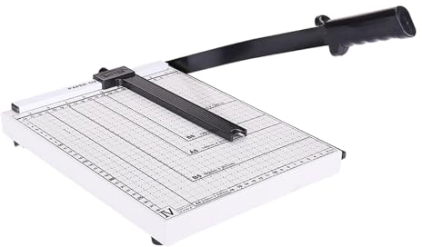 Papierschneider Papierschneidemaschine A4 Hebelschneider aus Metall Schneidemaschine Fotoschneider, Papier Schneidegerät für Zuhause, Schule und Büro,32 x 25 x 5 cm,Weiß