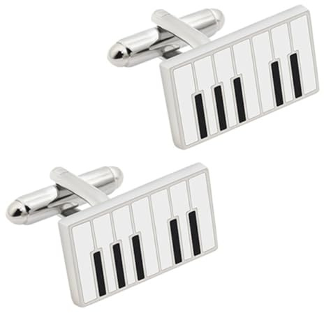 Eleganti gemelli da uomo a forma di pianoforte, in lega, per abbigliamento formale e aziendale, design creativo a chiave di pianoforte, 1 paio, 2.3x1.3cm, Lega, Nessuna pietra preziosa