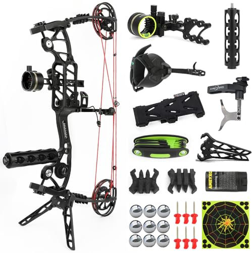 Kit per Arco Compound Doppio Uso per Frecce e Palle d'acciaio Caccia con Arco a Catapulta 40-70lbs Regolabili Archi Compound Mano Destra/Sinistra (23, Tipo 1)