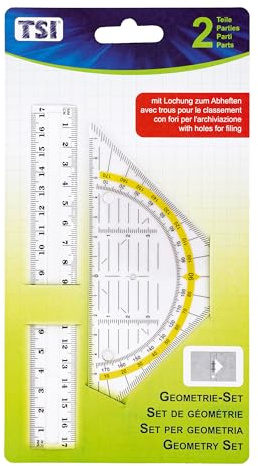 TSI geometriset (linjal 17 cm och geodtriangel 16 cm med perforering), typ. Nr 46313