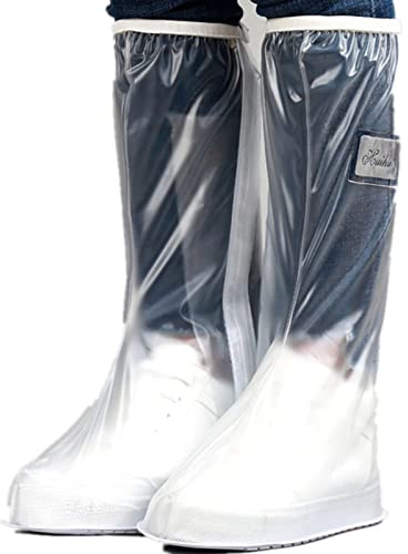 Rain Shoe Covers Knee High PVC Transparent Side Zipper