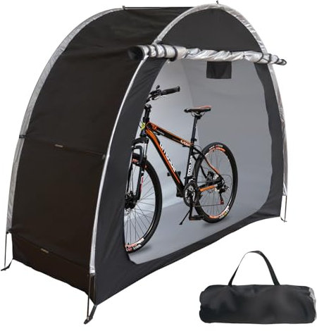 Hedvieve Abri de rangement portable d'extérieur pour vélo avec tissu Oxford 210D PU4000 imperméable pour 2 vélos, abri de rangement portable pour vélo, moto (noir, 200 x 85 x 165 cm)