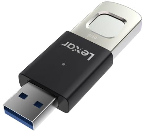 Lexar JumpDrive Fingerprint F35 PRO 128 GB USB 3.0-Flash-Laufwerk, bis zu 400 MB/s Lesen/300 MB/s Schreiben, USB-Stick, 10 Fingerabdruck-IDs zulässig, Speicherstick, PC/Laptop (LJDF35P128G-RNBNG)