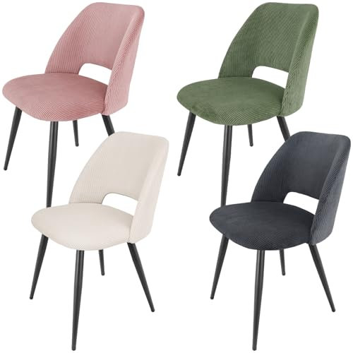 WAFTING Esszimmerstühle 4er Set, Kordsamt Stuhl Mit Dickem Cord-Schwamm Gepolsterter, Esstischstühle mit Separaten Metallbeinen, für Esszimmer, Wohnzimmer, Schlafzimmer und Empfang, Multicolor