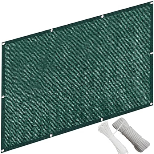QINLIQIN Wave Shade Sails 1.1 x 6.5 m Garden Screening Balcony Cladding UV Protection, Anti-Peeping with Eyelets, Nylon Cable Ties and Cord for Outdoor Privacy Shield, Dark Green